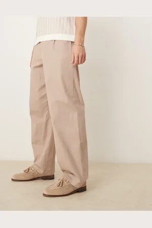 ASOS Pantalones de corte ancho con pinzas de lino de -Neutro