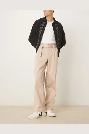 ASOS Pantalones de vestir de pernera ancha con cinturón de -Neutro