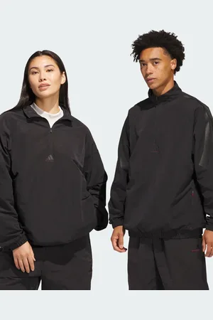 adidas Chaqueta negra con media cremallera de tejido liso Basketball de adidas Training