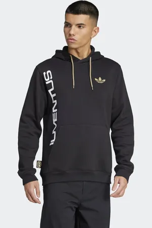 adidas Sudadera negra y dorado oscuro con capucha y estampado gráfico del Juventus de -Negro