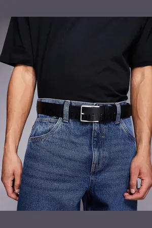 Armani Exchange Cinturón con logo de cuero de