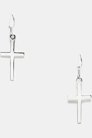 Kingsley Ryan Pendientes con forma de cruz de plata de ley de