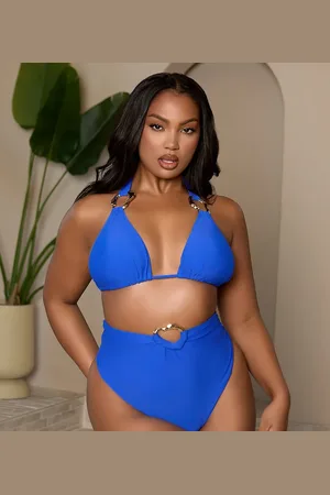 Moda Minx Top de bikini triangular con herraje dorado de Curve x Bernadette Afia
