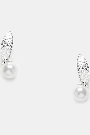 Kingsley Ryan Pendientes de botón pequeños de plata de ley con diseño colgante de perla de -Plateado