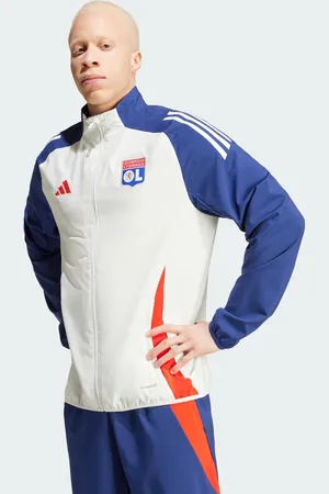 adidas Chaqueta de presentación blanco tintado y azul añil nocturno con diseño del Olympique de Lyon Tiro 24 de