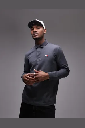 Tommy Hilfiger Top gris oscuro de estilo rugby con solapas de pana de -Negro