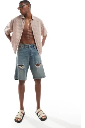 JACK & JONES Pantalones cortos vaqueros azul lavado holgados rasgados Alex de