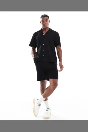 SELECTED Pantalones cortos negros de punto gofrado de (parte de un conjunto)