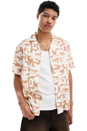 Only & Sons Camisa naranja tostado con diseño estampado y cuello de solapas de -Neutro