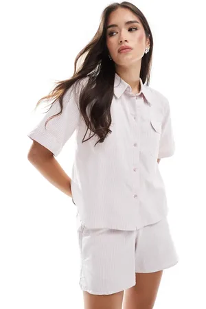 JJXX Camisa corta rosa a rayas extragrande de (parte de un conjunto)