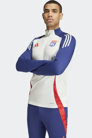 adidas Top deportivo azul añil nocturno y blanco tintado con diseño del Olympique de Lyon Tiro 24 de