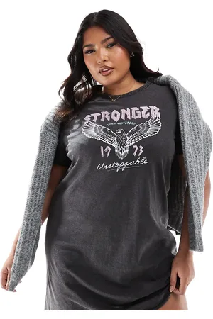 ONLY Vestido estilo camiseta con estampado "Stronger" de