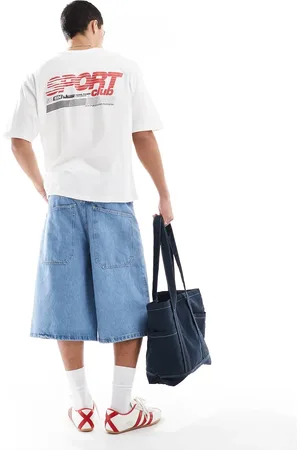 ASOS Camiseta blanca de corte cuadrado extragrande con estampado gráfico deportivo de
