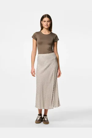 Pieces® Falda midi beis roca de -Gris