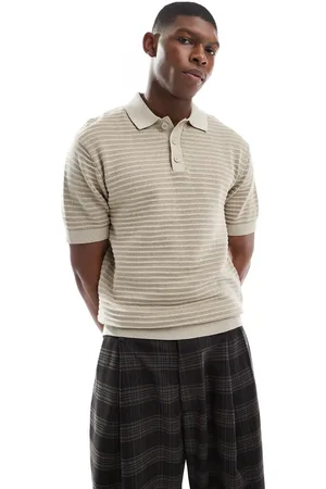 Only & Sons Polo color crema y verde salvia de punto de -Blanco