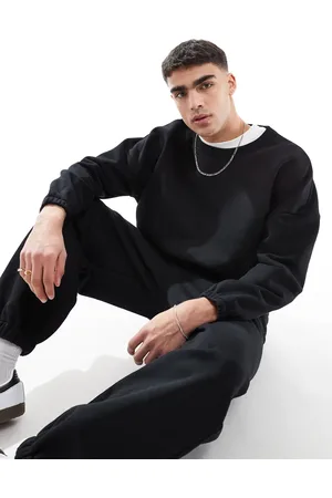 ASOS Sudadera negra de corte cuadrado extragrande de tejido grueso premium de (parte de un conjunto)