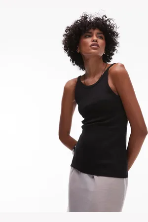 ARKET Camiseta negra de tirantes con cuello de nadadora de