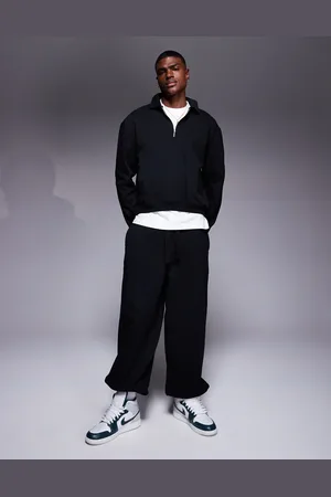 ASOS Joggers negros extragrandes de tejido grueso de 400 g/m2 premium de