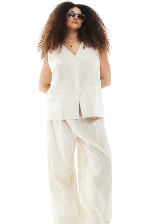 Esmée Pantalones playeros beis a rayas blancas exclusivos de (parte de un conjunto)-Neutro