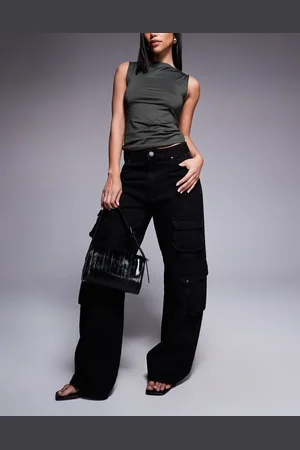 Good For Nothing Pantalones negros cargo de talle bajo y corte holgado de