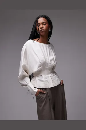 & OTHER STORIES Blusa blanca con mangas voluminosas y detalle estilo corsé de