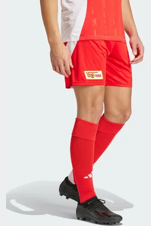 adidas Pantalones cortos rojo vívido y blancos con diseño de la primera equipación del 1. FC Union Berlin de la temporada 24/25 de