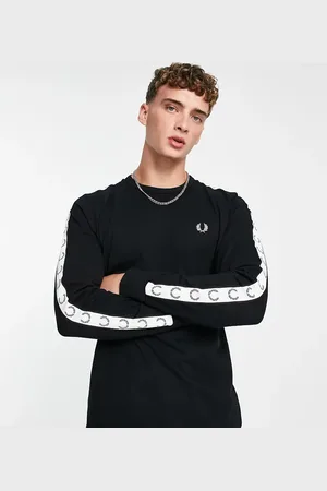 Fred Perry Camiseta negra de manga larga con cinta de