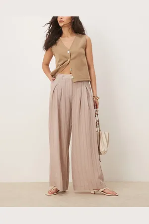 ASOS Pantalones color con rayas a tono de pernera ancha de -Multicolor