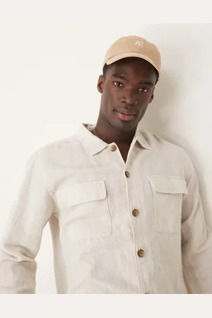 SELECTED Sobrecamisa color crema de lino de -Blanco