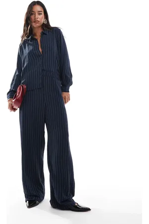 VERO MODA Pantalones azul marino holgados con raya diplomática de (parte de un conjunto)