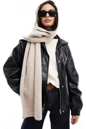 ASOS Bufanda color avena de punto de mezcla de lana de -Marrón