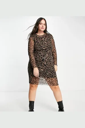 Noisy May Vestido corto beis con estampado animal de malla de -Marrón