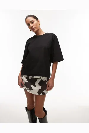 ARKET Camiseta negra de corte cuadrado de tejido grueso de