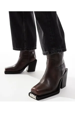 ASOS Botas marrón desgastado de estilo wéstern con detalle en la puntera de cuero Relax de