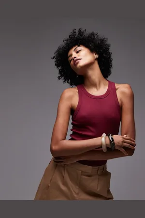 ARKET Camiseta sin mangas con espalda de nadadora de punto acanalado de