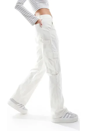 Abercrombie & Fitch Pantalones cargo color crema holgados de