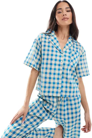 Daisy Street Camisa de pijama a cuadros con estampado floral de