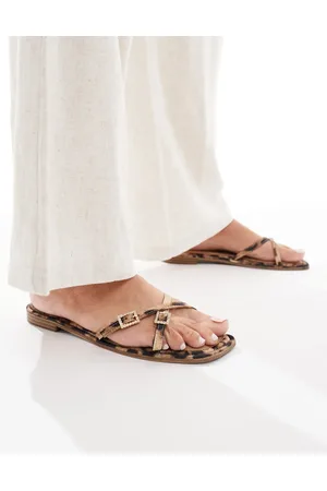 Raid Sandalias planas con estampado de leopardo y detalle de tiras con hebillas Lanah de -Multicolor