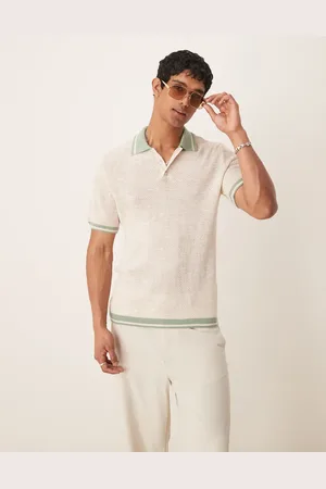 ASOS Polo verde de corte cuadrado ajustado con ribetes de