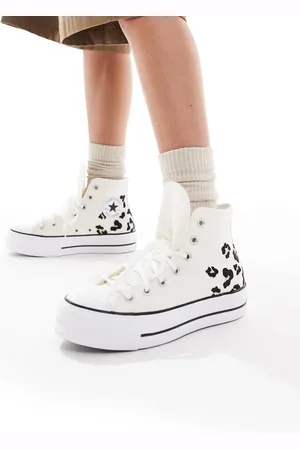 Converse Zapatillas de deporte blancas con detalle de estampado de leopardo Chuck Taylor All Star Lift de