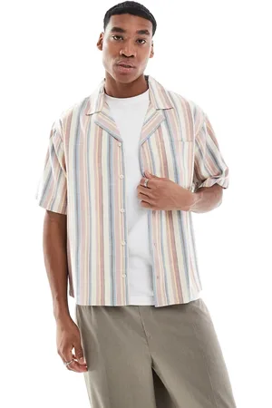 Another Influence Camisa a rayas multicolores de corte cuadrado con solapas de