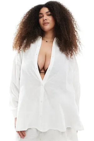 New Look Camisa playera blanca de algodón de New Look Curve (parte de un conjunto)