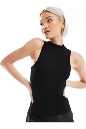 Pimkie Top sin mangas con cuello alto de canalé fino de