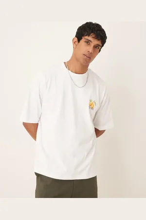 ASOS Camiseta blanca extragrande con estampado de limones de tejido grueso de 240 g/m² de