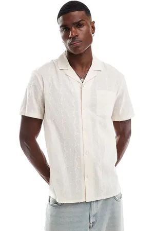 Another Influence Camisa color a rayas cordadas con cuello de solapas de -Neutro
