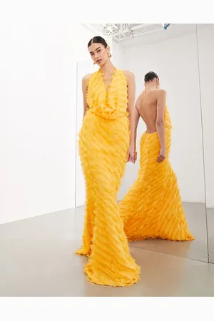 ASOS Vestido largo llamativo con cuello desbocado de tejido texturizado de