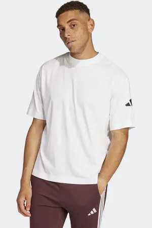 adidas Camiseta blanca y negra suelta con logo de 3 bandas Essentials de -Blanco
