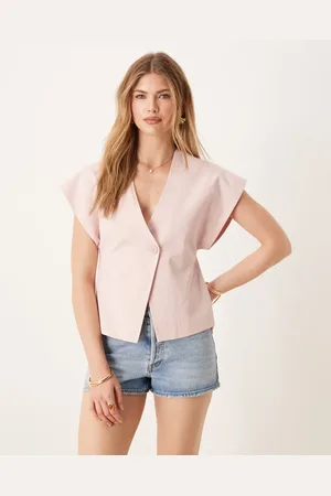 ASOS Chaleco de sastre cruzado de tejido con lino de