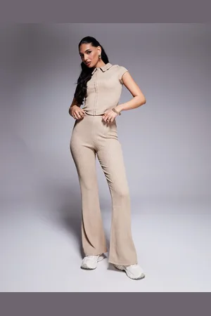 ASOS Pantalones de campana color de tejido texturizado de (parte de un conjunto)-Dorado