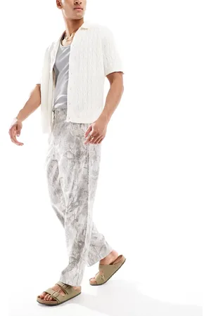Hollister Pantalones utilitarios holgados con estampado de camuflaje de mezcla de lino de -Verde